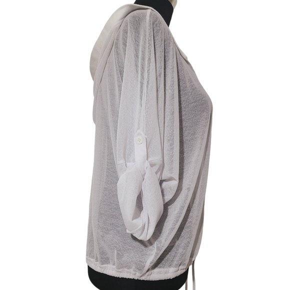 RED CORAL White Sheer Full Zip Beach Cover Up With Hood Size Large - Picture 4 of 6